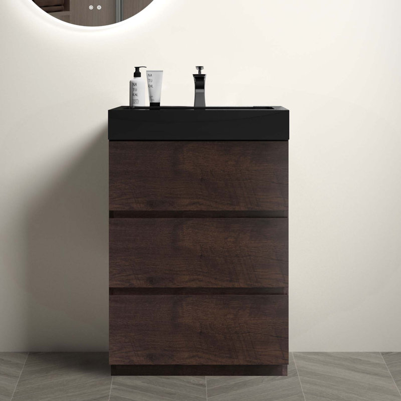Meuble-lavabo moderne avec des caractéristiques avancées et beaucoup de rangement, Noyer