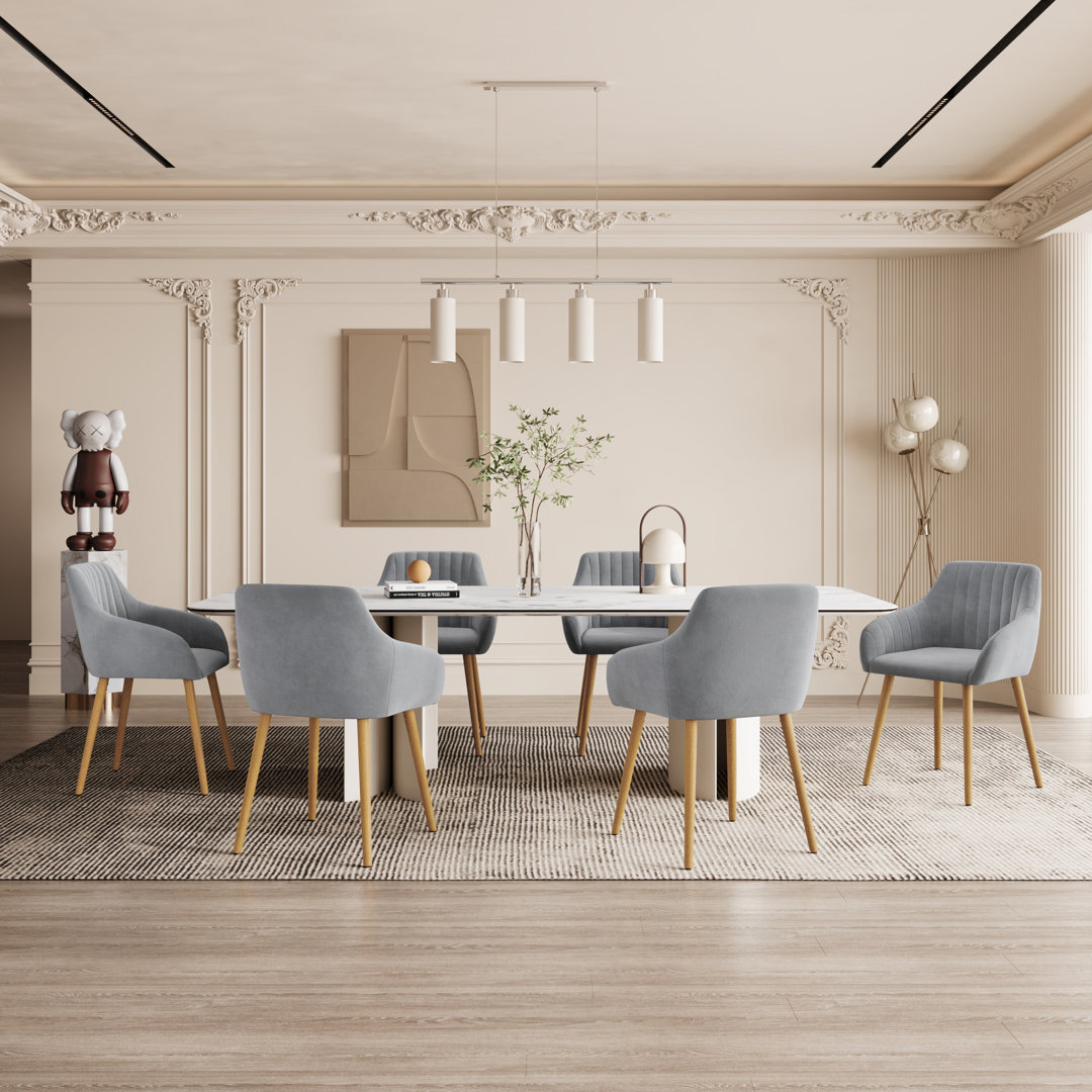 49.5cm H Upholstered Dining Chairs With Wooden Legs