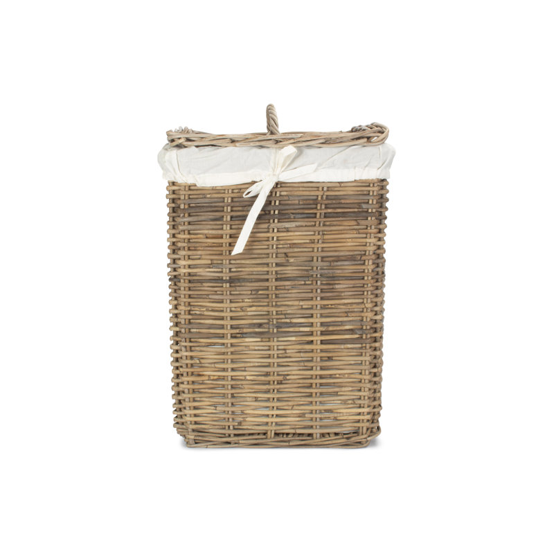 Square Rattan Laundry Bin, 62cm H x 42cm W x 42cm D