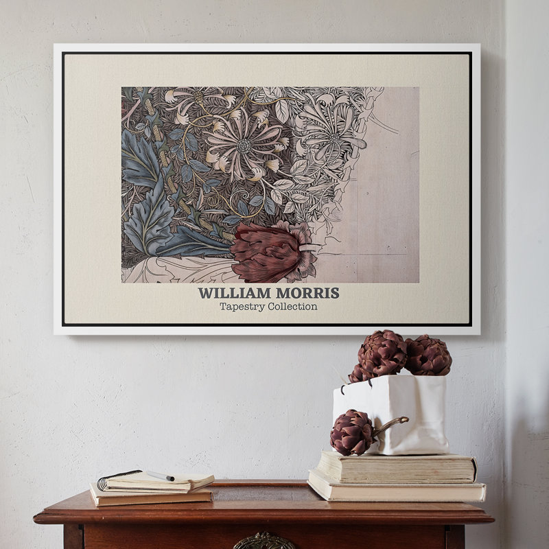 Chèvrefeuille (collection tapisserie), 1874 - William Morris, toile tendue avec châssis, 16 x 24, Blanc