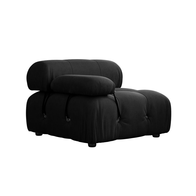 Chaise rembourrée en tissu de velours simple à un bras, Bleu