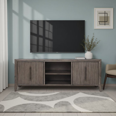 Iknoor TV Stand Console, No Assembly Required, Smoky Greige Finish