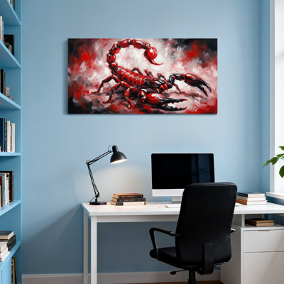 Animals Red Scorpion Abstract Art Canvas Print