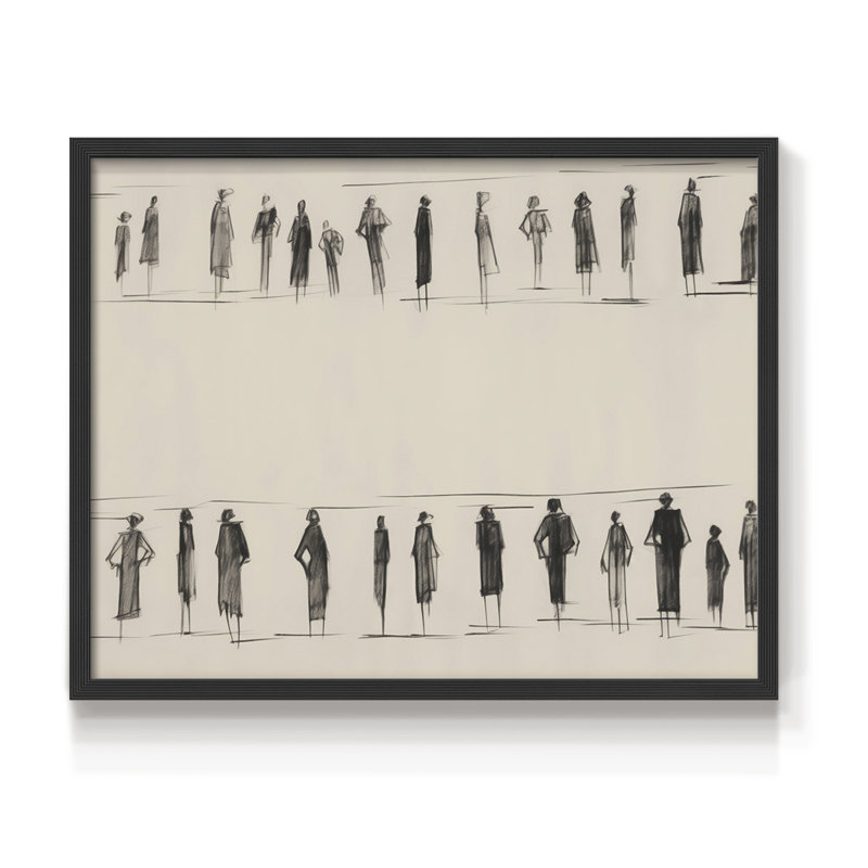 Croquis rétro - LXVII - Reproduction encadrée - Restickable, H 22 po x l 28 po, Noir