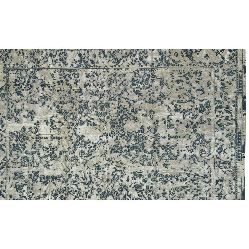 Tapis beige et bleu noué à la main de haute qualité