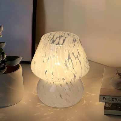 Haslom 7.25” Bedside Glass Mushroom Ambient Table Lamp, Bulb Included