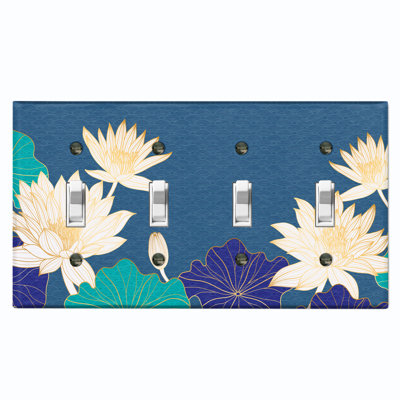 Nature Themed 4 - Gang Toggle Light Switch Standard Wall Plate