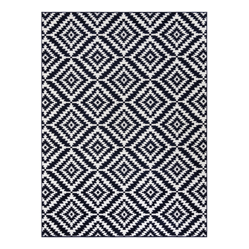 Sabrina Soto Zigzag Indoor/Outdoor Rug Navy Blue, Rectangle 9' x 12'