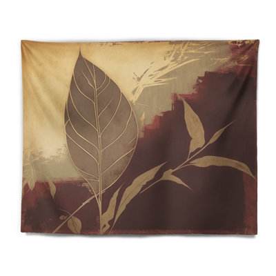 Terra Cotta Chocolate Leaves II Polyester Tapestry