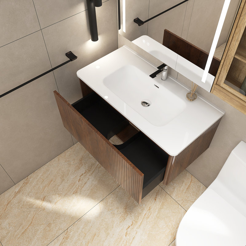 Meuble-lavabo simple 35,8 po avec comptoir en céramique Trunell