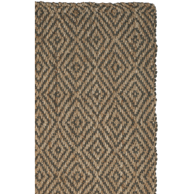 Aerionna Geometric Hand-Woven Natural Jute Fiber Area Rug, Carré 5 pi