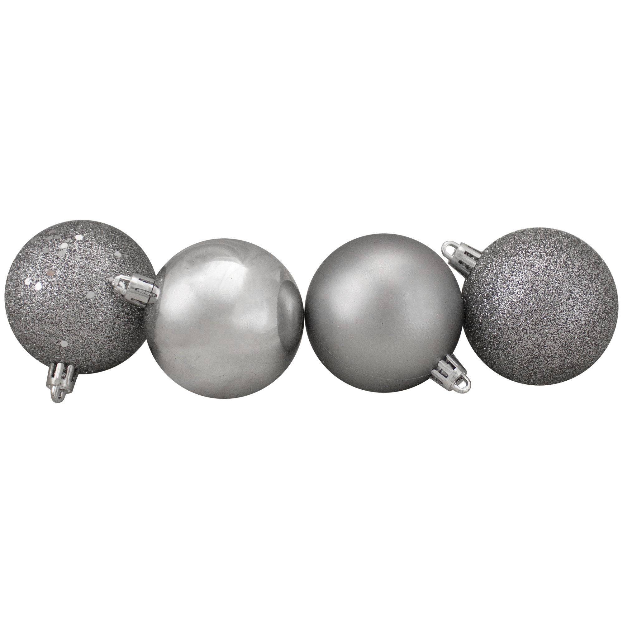 24ct Shatterproof 4-Finish Christmas Ball Ornaments, Gunmetal Gray