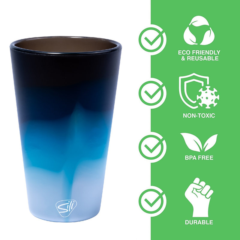 Silipint: Verres à pinte en silicone: paquet de 2 rayons de lune - tasses incassables de 16 oz