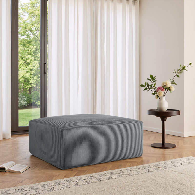 40.12cm Wide Rectangle Solid Colour Ottoman, Grey