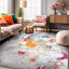 Tapis rose / gris / orange à motif abstrait Sanak-736477666
