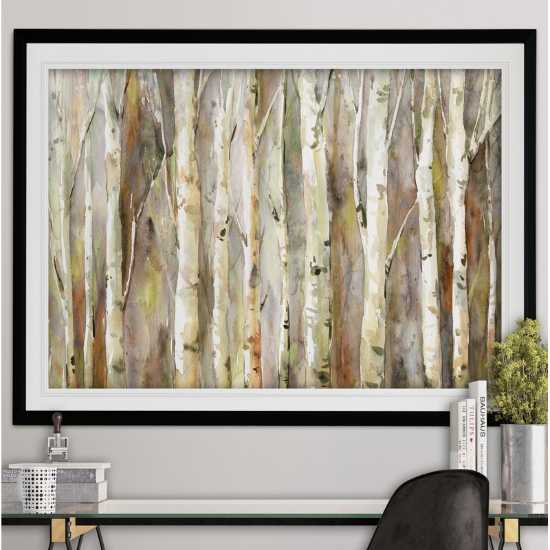 « bouleau path », reproduction de peinture à l’acrylique encadrée, Noir, H 24 po x l 30 po x P 1,5 po