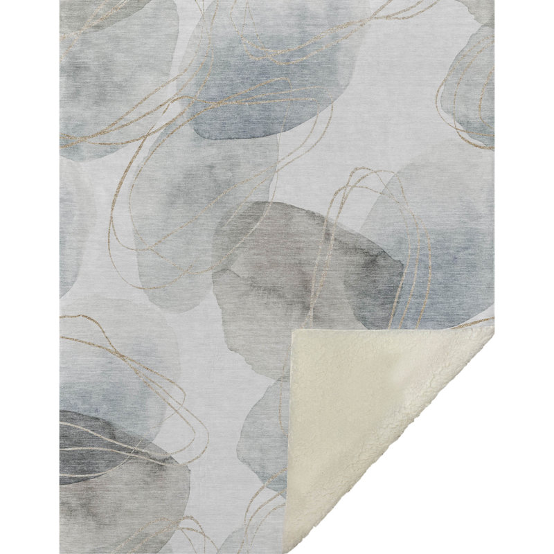 Addison Machine Washable Sherpa Circles Throw Blanket, Ivory