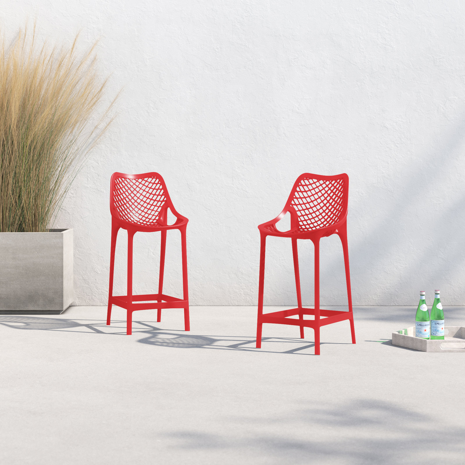 Farrah Patio Bar Stool, Red, 25.6"