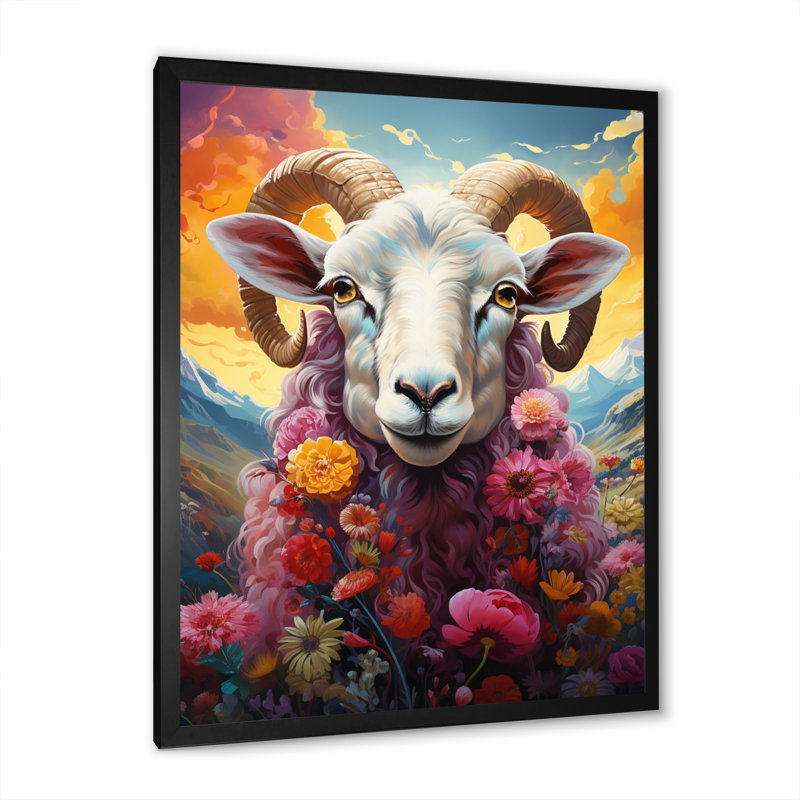 " Pink Sheep Enchanted Ewes ", Black Picture Framed, 44" H x 34" W x 1.5" D