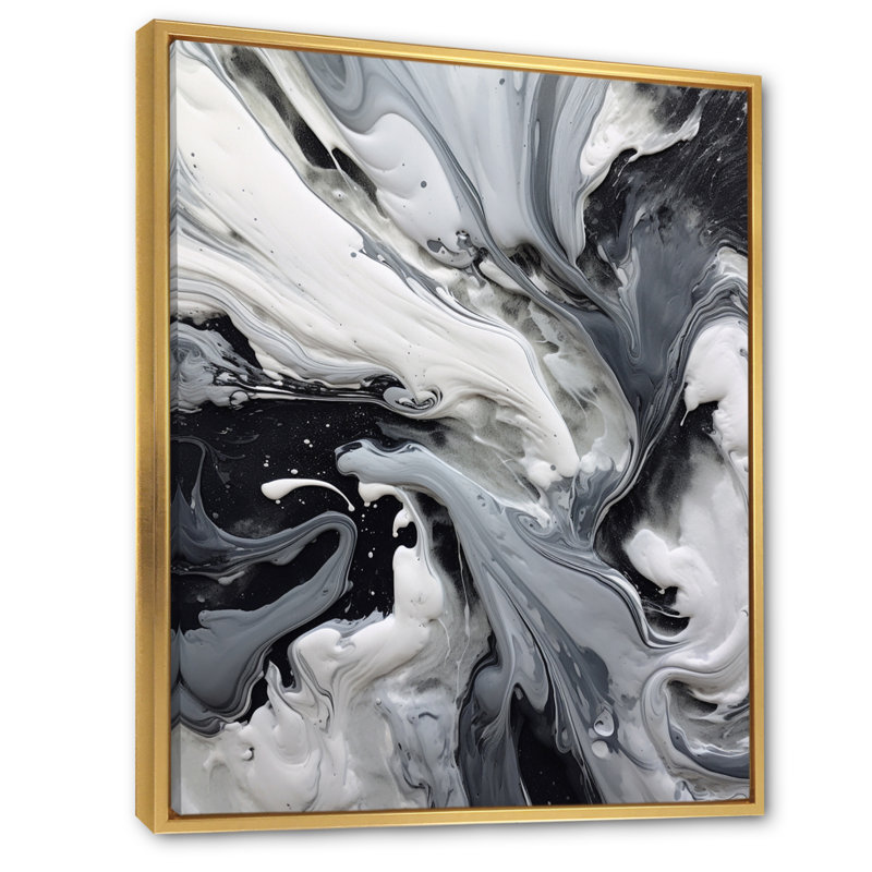 «Black and Grey Harmony In Chaos», reproduction d'art sur toile abstraite, H 40 po x l 30 po, Doré