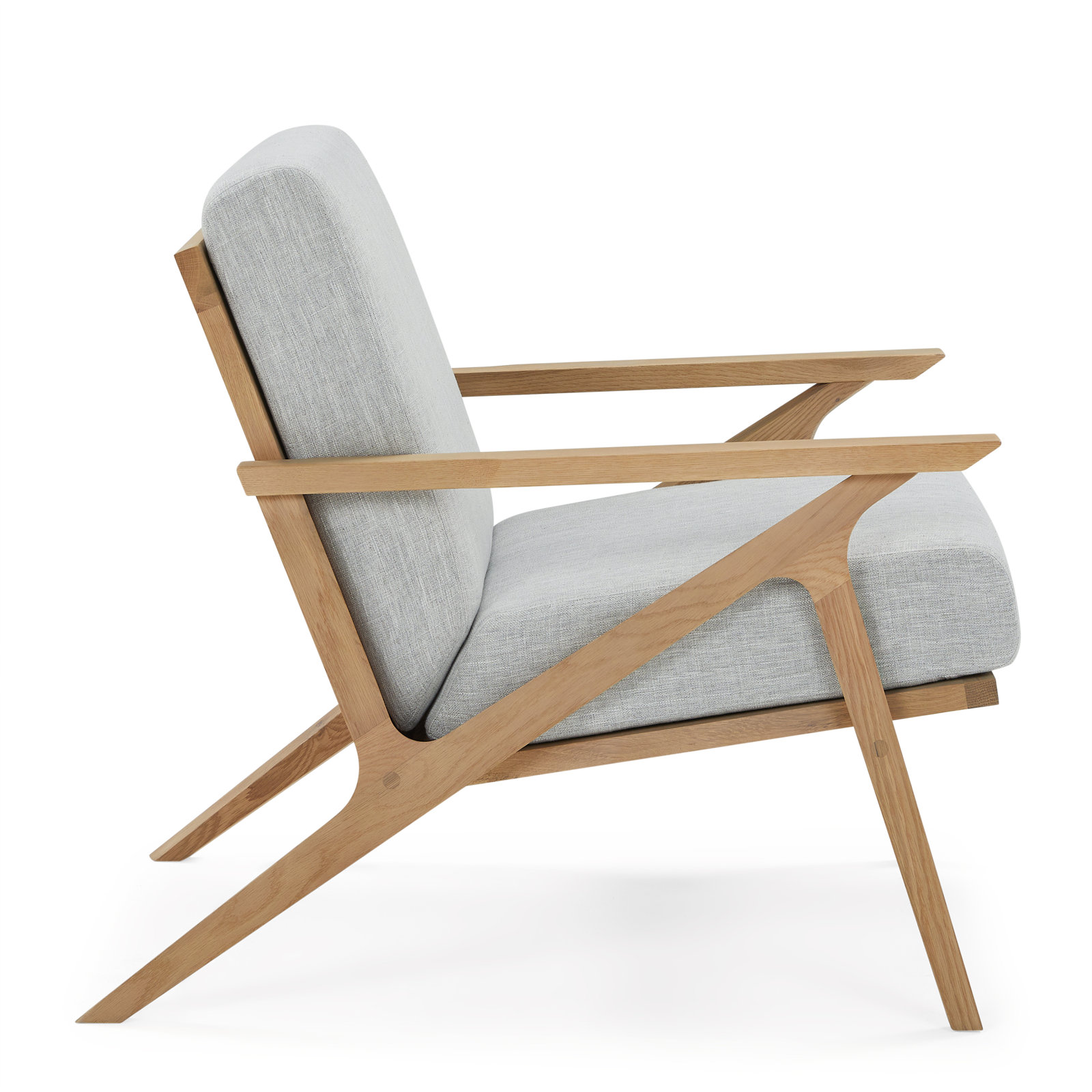 Mads Oak Genuine Leather Armchair, Gray