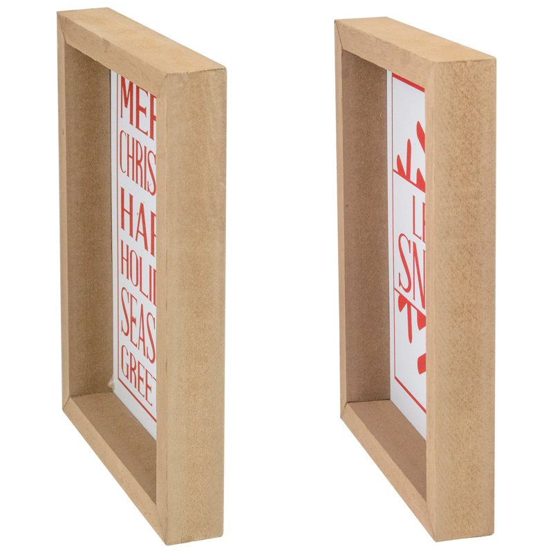 Ensemble de 2 plaques de Noël en bois rouges et blanches