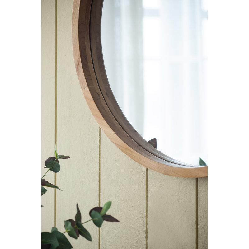 Miroir mural ovale en bois de ferme pour entrée de salle de bain, 27,9 po x 27,9 po, Round