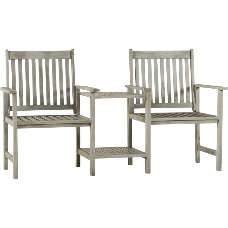 Banc en bois tête-à-tête en bois, gris