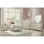 Finition argentée 1Pc Table de chevet avec façades de tiroir texturées Boutons polis Mobilier de chambre à coucher traditionnel moderne