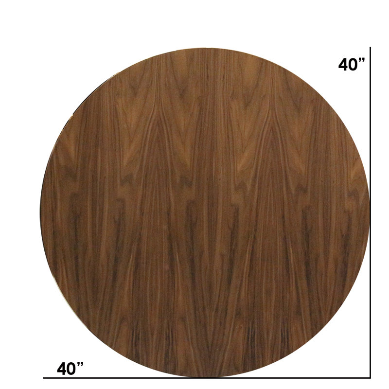 Williams Walnut Round Metal Base Dining Table, Black, 30" H x 40" L x 40" W, Walnut