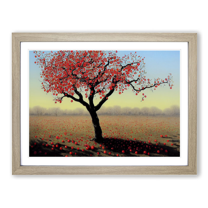 Enigmatic Apple Tree - Single Picture Frame Print, 34cm H x 46cm W x 2cm D, Oak Framed