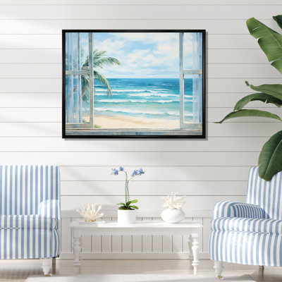 «Tranquility Beachside Windows Horizon III - Coastal Windows», art mural
