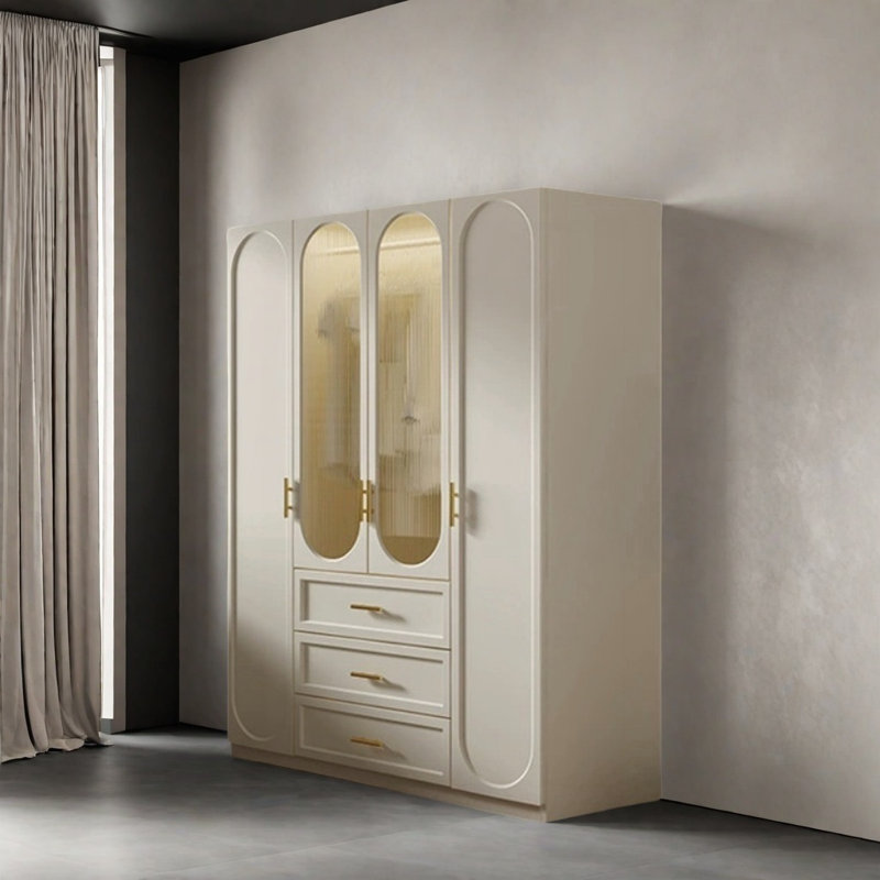 Classic Cream White Wardrobe, 78.74" H x 62.99" W x 21.65" D