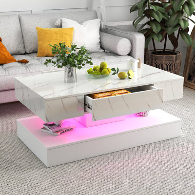 16.93" LED Coffee Table with Remote-Control RGB Lights