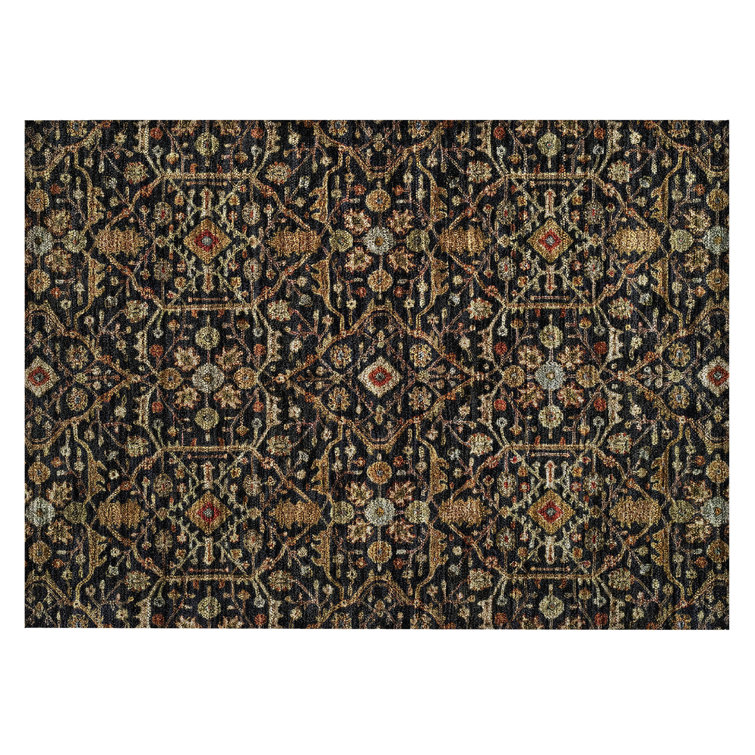 Machine Washable Indoor/Outdoor Segin ACN1130 Black Rug