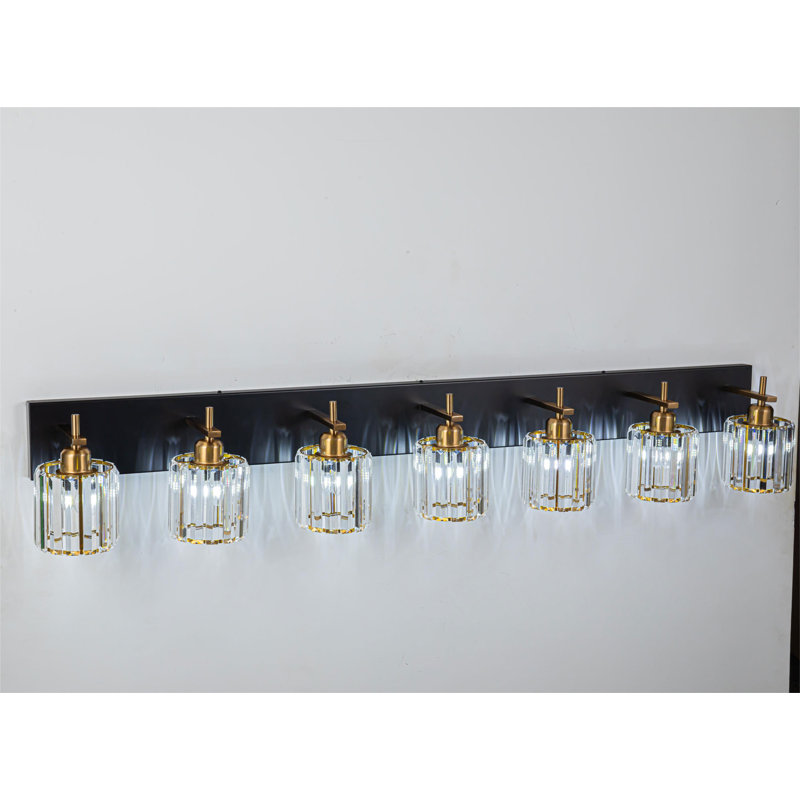 Corless Dimmable Vanity Light, Matte Black/Gold, 7