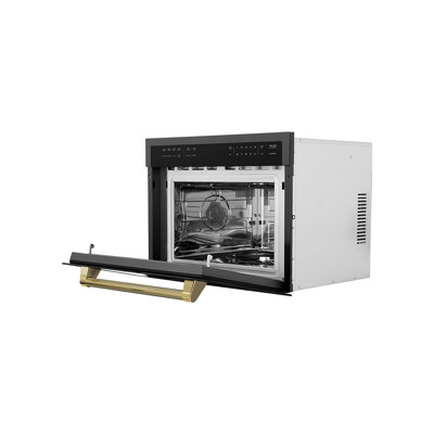 ZLINE Autograph 24 in. Microwave Oven in Stainless Steel and Polished Nickel Helix Handle