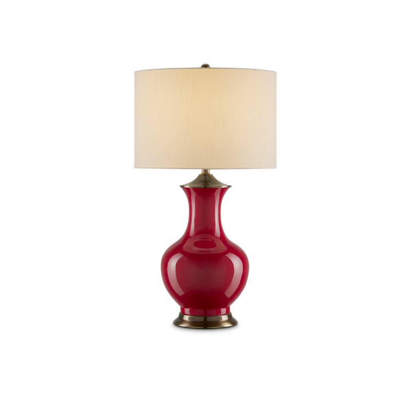 Lampe de table rouge Lilou, Rouge / laiton antique