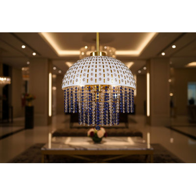 Lustre en dôme en cristal Blue Cascade