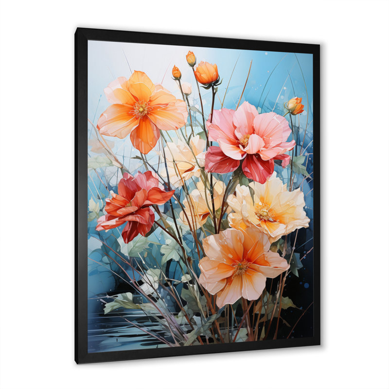 Volkhart DAffodils Représentation, reproduction d'acrylique multicolore sur toile, Cadre photo noir