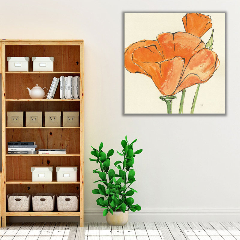 «Sunshine Poppy IV», reproduction d'art sur toile, H 12 po x l 12 po