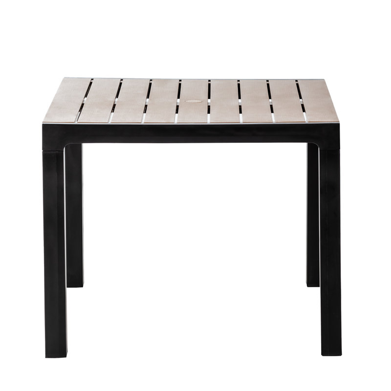 Table de salle à manger en plastique Armbrister, Plateau noir / structure noire, H 29,1 po x l 35,4 po x P 35,4 po