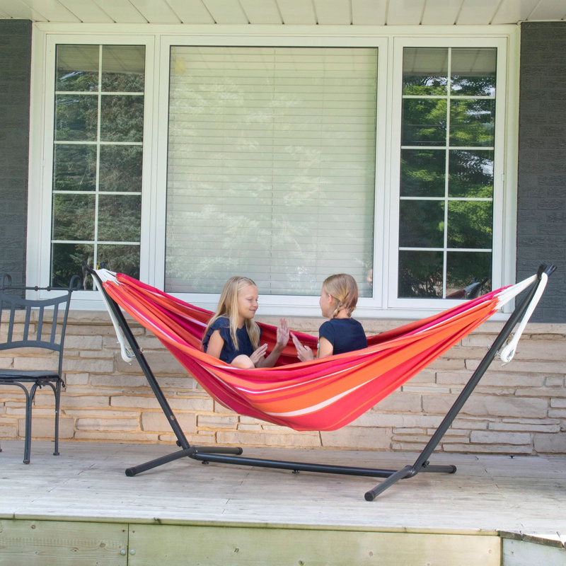 Double Classic Hammock with Stand, Black, 104cm H x 250cm L x 109cm W, Mimosa