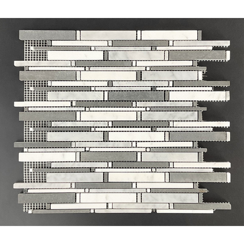 Carreau de mosaïque linéaire en pierre naturelle pour mur et plancher, Blanc Carrare / Aristone