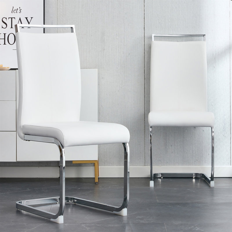Mangano Dining Chair, White, Silver