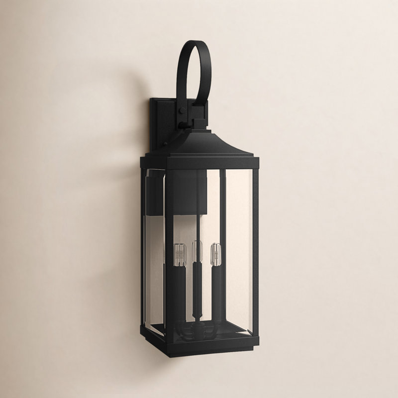 Lanterne murale d'extérieur en aluminium 3 lumières Crawley avec verre biseauté Crawley, Noir