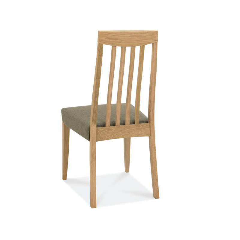 Izzie Upholstered Slat Back Side Chair, Green, Oak