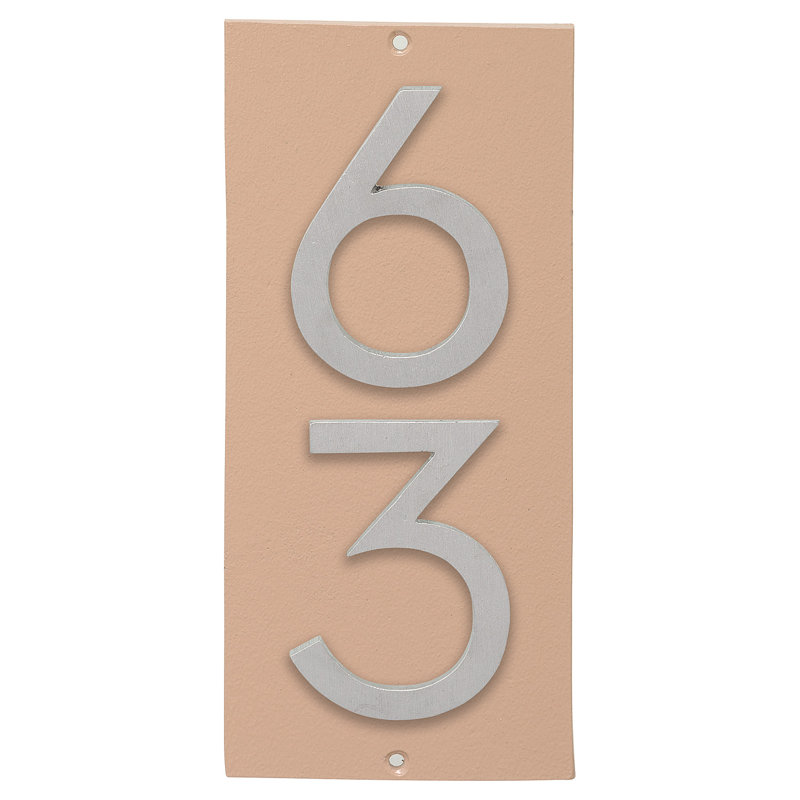 Floating 1-Line Wall Address Plaque, Taupe, Brushed Aluminum, Yes