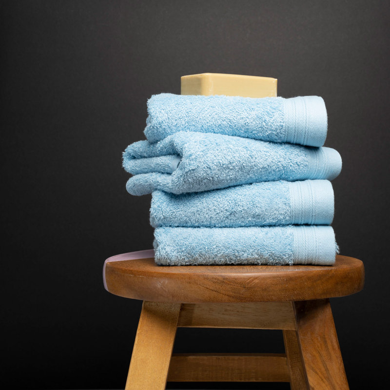 Ensemble de serviettes essuie-mains 100% coton 4 pièces Kendra, Bleu ciel
