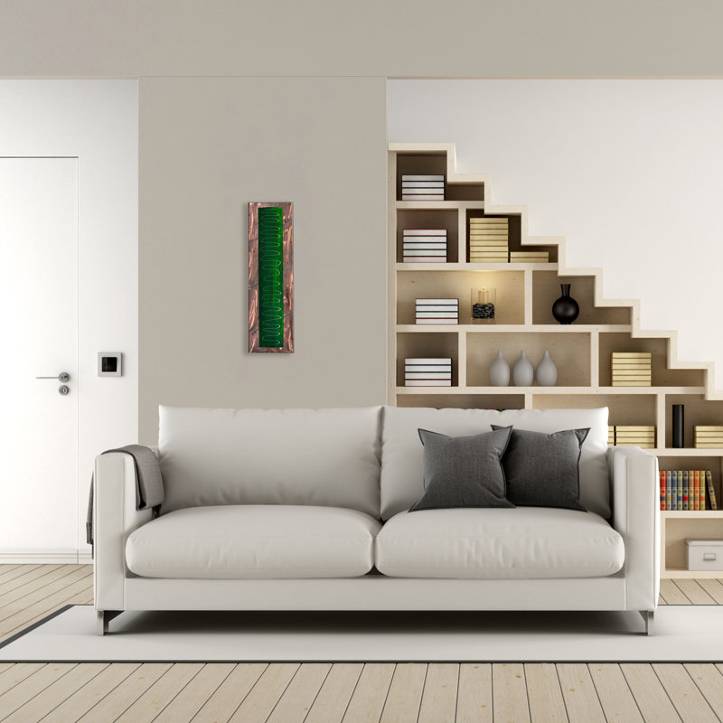 Handmade Modern Abstract Wall Decor on Metal, Green/Copper